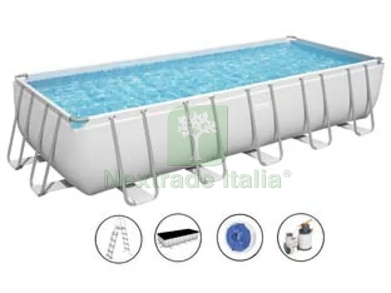 piscina power steel rettangolare telaio portante cm.640x274x132h. - kg.140,0 - lt.19.281 - filtro sabbia (art.5612b) — Tempo libero outdoor — rif. FERX.FER245609