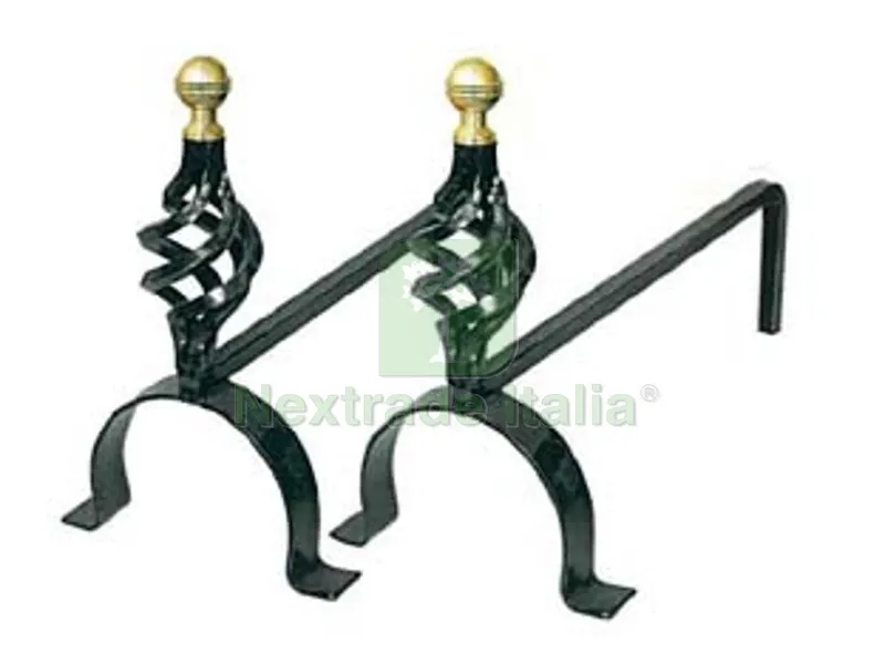 Alari Pigna con Pomoli in Ottone per Camino - cm.35 — Maniglie e pomelli — rif. FERX.FER245845