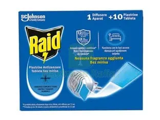 12PZ RAID ANTIZANZARE FORNELLETTO + 10 PIASTRINE - 1 diffusore + 10 piastrine — Disinfestazione e controllo nocivi — rif. FERX.FER250870
