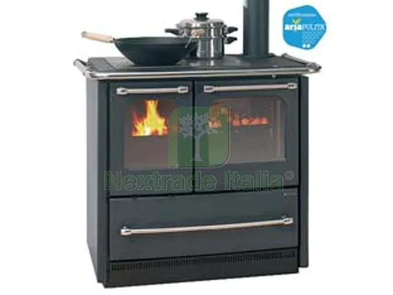 Cucina a Legna Sovrana Easy EVO 2.0 7,5 KW Nero Antracite - misure cm.96,4x64,1x84,8h. - peso Kg.140 — Sanitari e ceramiche — rif. FERX.FER251310