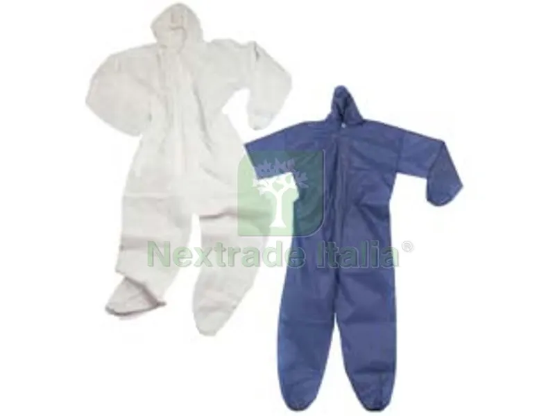 10PZ TUTA INTERA CON CAPPUCCIO IN POLIPROPILENE - tg.XXL colore blu — Abbigliamento da lavoro — rif. FERX.FER252249