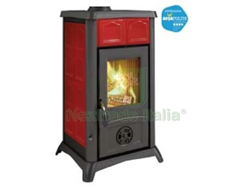 Stufa a Legna Gemma 5.0 Elegance 7 KW Bordeaux - misure cm.46x49,5x84h. - peso kg.87 — Stufe e camini — rif. FERX.FER252454