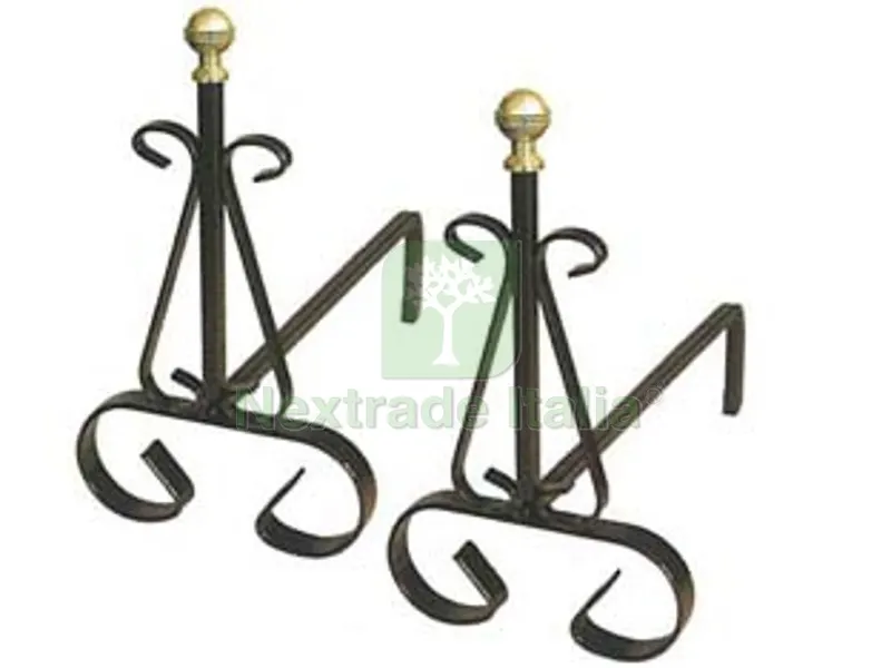 Alari per Camino con Pomoli in Ottone - cm.19x31x30h. — Maniglie e pomelli — rif. FERX.FER253352