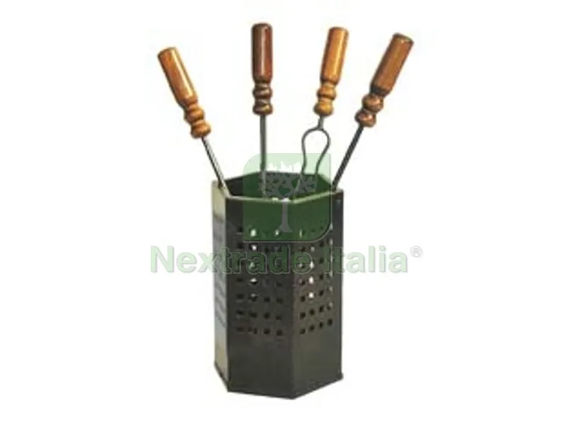 SET ATTREZZI DA CAMINO CON SECCHIELLO ESAGONALE - cm.50h. (669A) — Stufe e camini — rif. FERX.FER253383