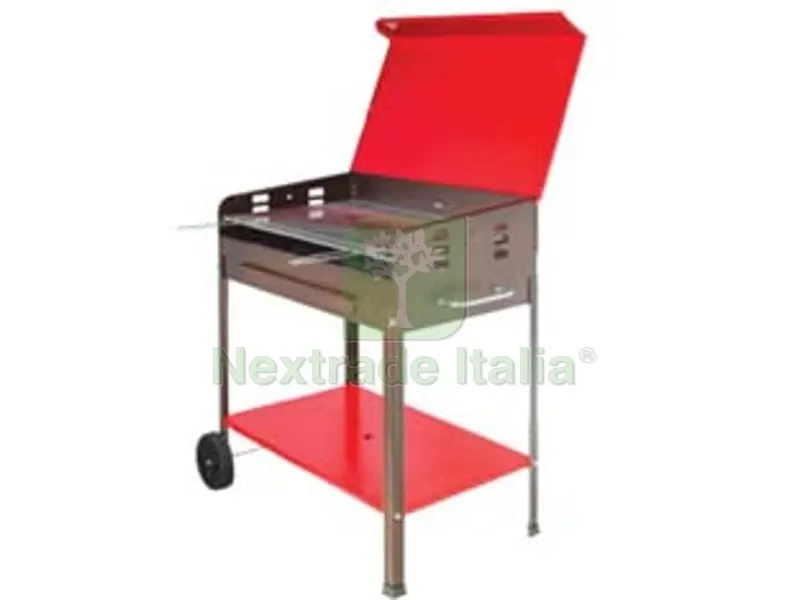 Barbecue Rettangolare a Carbonella "etna" con Ruote - bracere cm.50x80 — Tempo libero outdoor — rif. FERX.FER254328