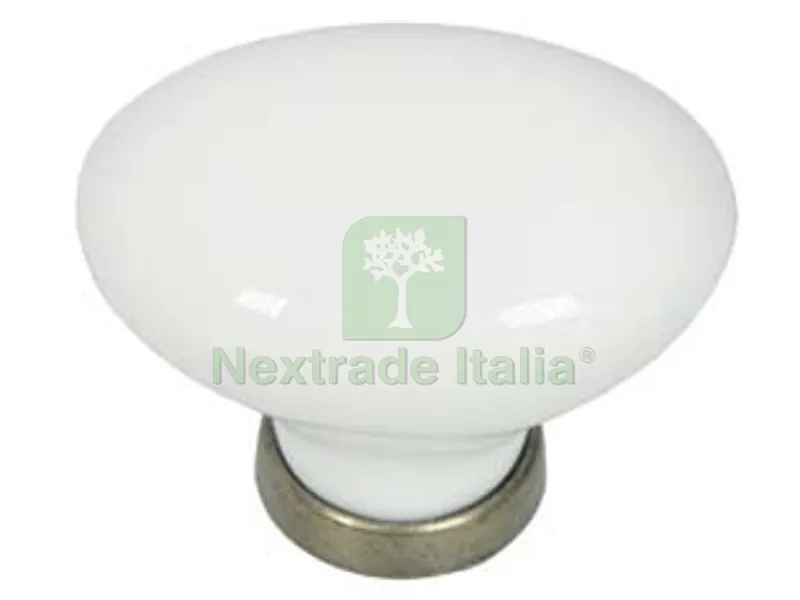 5PZ Pomoli Ovali in Porcellana MOD.P02.00 Bianchi - mm.24x34x25h. — Maniglie e pomelli — rif. FERX.FER255011