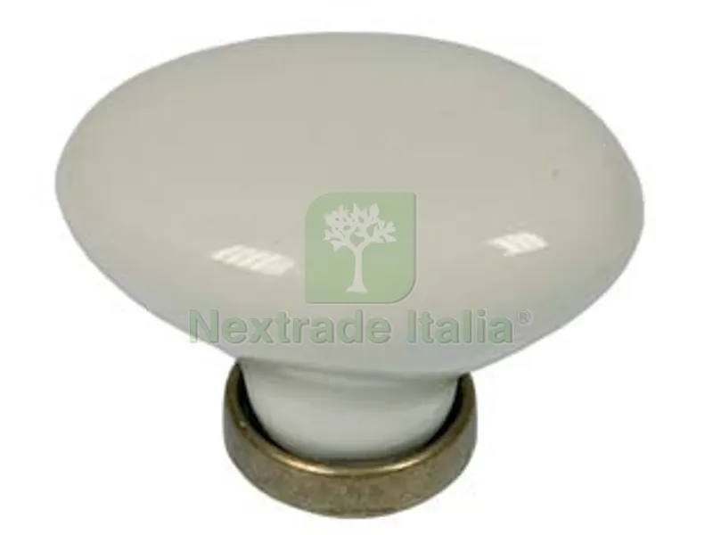 5PZ Pomoli Ovali in Porcellana MOD.P02.01 Avorio - mm.24x34x25h. — Maniglie e pomelli — rif. FERX.FER255059