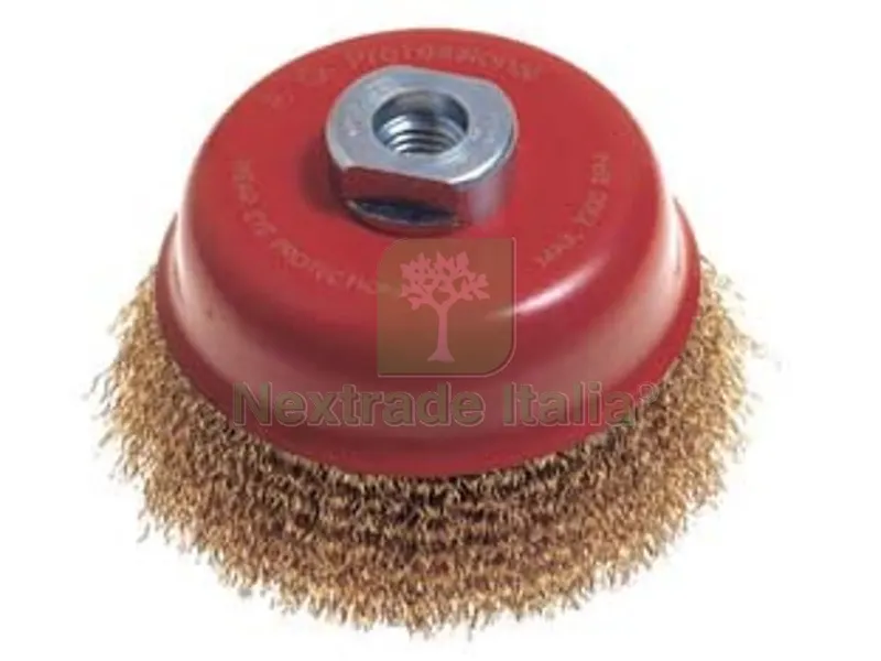 2BLISTER SPAZZOLA A TAZZA FILI ACCIAIO PER SMERIGLIATRICE EXTRA - ? mm.100 foro filettato 14 MA — Punte, frese e dischi — rif. FERX.FER206198 2BLISTER SPAZZOLA A TAZZA FILI ACCIAIO PER SMERIGLIATRICE EXTRA - ? mm.100 foro filettato 14 MA — Punte, frese e dischi — rif. FERX.FER206198