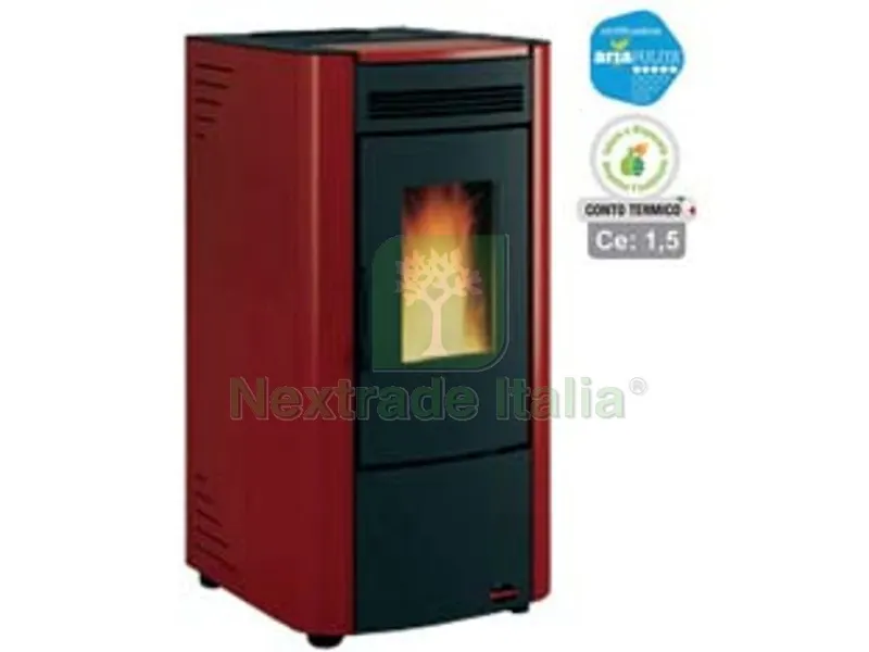 Stufa a Pellet Ketty EVO 2.0 6,5 KW Bordeaux (conto Termico) - misure cm.45,6x47,9x88,4h. - peso Kg.77 — Stufe e camini — rif. FERX.FER258005