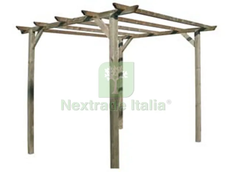 PERGOLA LIBERA IN PINO IMPREGNATO - cm.300X300X240h., base palo cm.9x9 — Recinzioni in legno — rif. FERX.FER264037 PERGOLA LIBERA IN PINO IMPREGNATO - cm.300X300X240h., base palo cm.9x9 — Recinzioni in legno — rif. FERX.FER264037