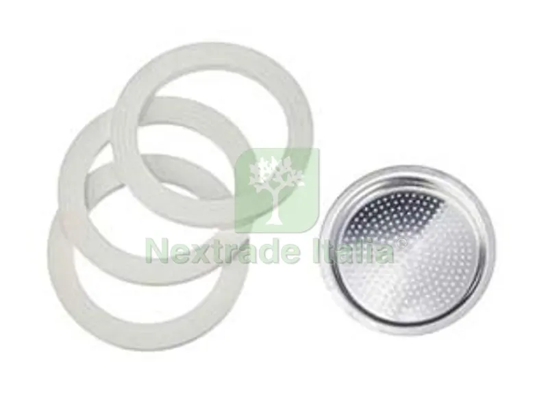 6BLISTER SET GUARNIZIONI MOKA PZ.3 + 1 FILTRO - 9 tazze — Guarnizioni e tenute — rif. FERX.FER264839