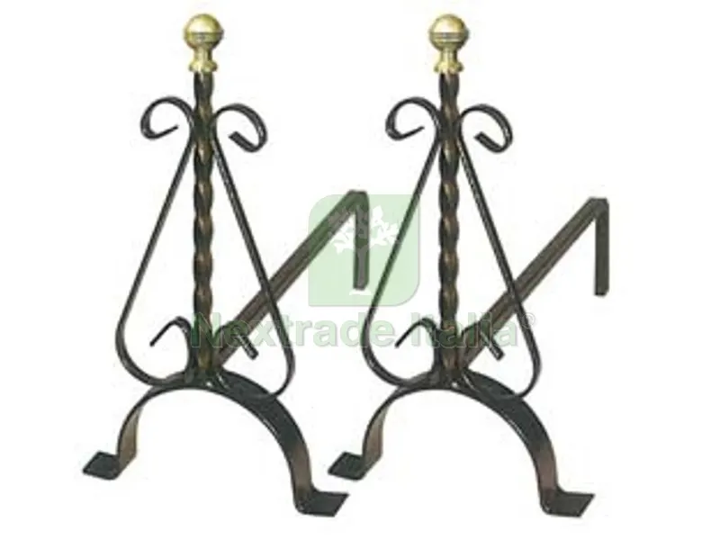 Alari Torciglione con Pomoli in Ottone - cm.19x40x33h. — Maniglie e pomelli — rif. FERX.FER269032