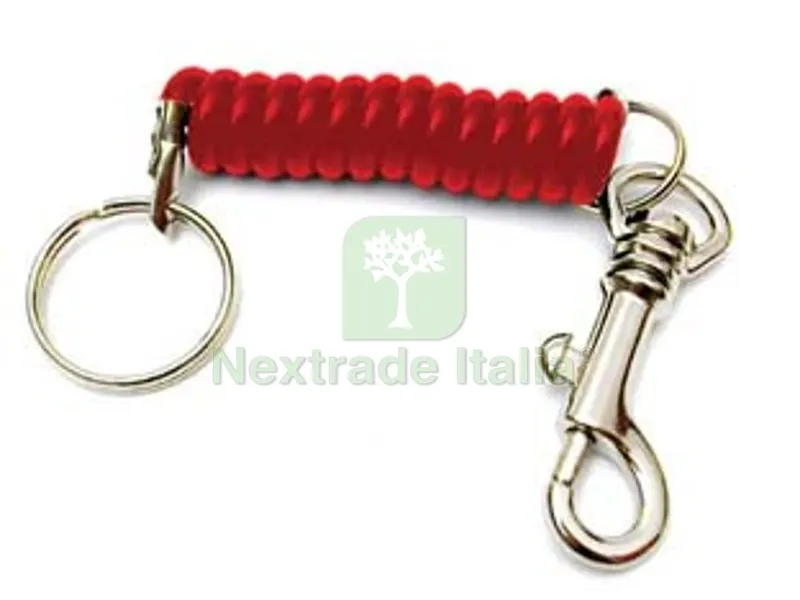 12PZ MOSCHETTONE PORTACHIAVI CROMATO CON MOLLETTONE ESTENSIBILE — Ganci, moschettoni e anelli — rif. FERX.FER270526