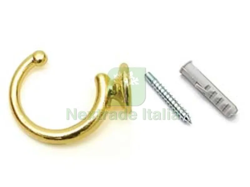 30PZ Ganci Raccoglitenda a Filo Grandi Oro - mm.40 — Ferramenta per legno e mobili — rif. FERX.FER270571