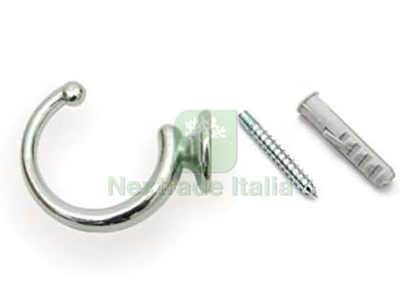 30PZ Ganci Raccoglitenda a Filo Grandi Cromo - mm.40 — Ferramenta per legno e mobili — rif. FERX.FER270885