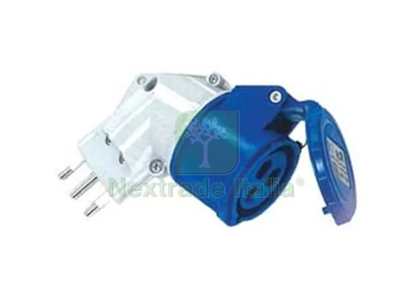 2PZ ADATTATORE INDUSTRIALE CON SPINA 16A E PRESA CEE IP44 - 16A colore blu — Interruttori e prese — rif. FERX.FER271882