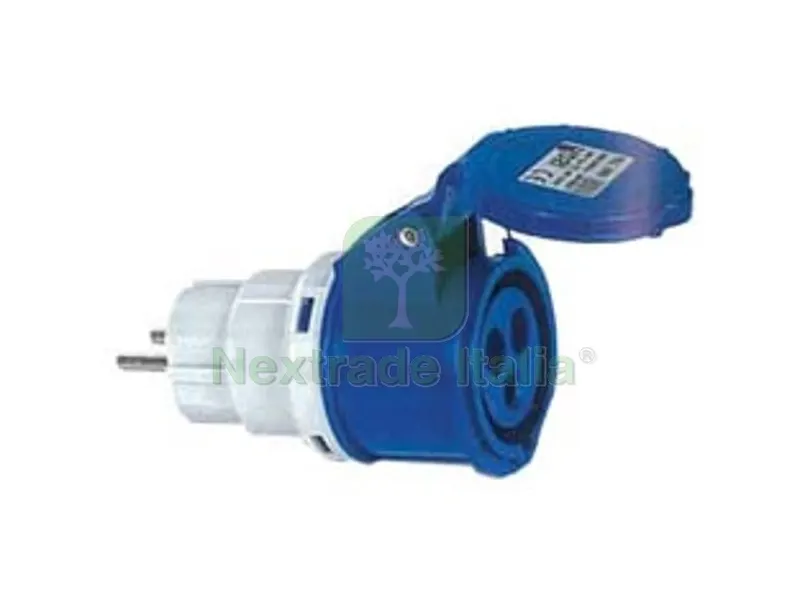 ADATTATORE INDUSTRIALE CON SPINA SCHUKO E PRESA CEE IP44 - 16A colore blu — Interruttori e prese — rif. FERX.FER271899