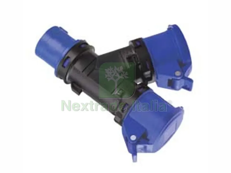 ADATTATORE INDUSTRIALE CON SPINA CEE E DUE PRESE CEE IP44 - 16A colore blu — Interruttori e prese — rif. FERX.FER271936