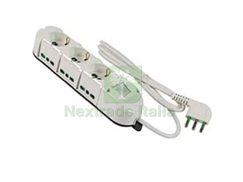 MULTIPRESA 3 BIP. + SCH. + 6 BIP. LATER. CON INTERNO "LINEA RETAIL TRIAX" - BIANCA 49122 — Interruttori e prese — rif. FERX.FER272605