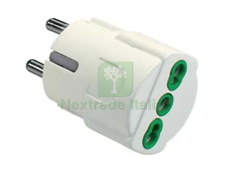 5PZ ADATTATORE SCHUKO 2 POLI + TERRA BIPASSO 10/16A BIANCO - bianco 81090 — Interruttori e prese — rif. FERX.FER272858