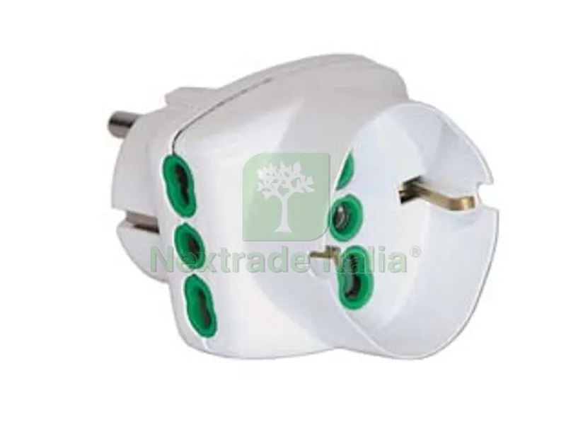 5PZ Adattatore Triplo 2 Poli + Terra Schuko Bipasso Spina Schuko Bianco - bianco 82230 — Illuminazione — rif. FERX.FER272988