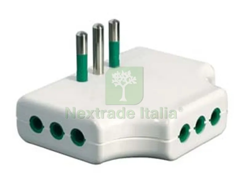 4PZ Adattatore Triplo Piatto 2 Poli + Terra 10A Bianco - bianco 82250 — Interruttori e prese — rif. FERX.FER273015