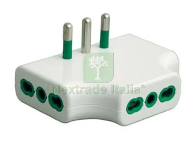 5PZ Adattatore Triplo Piatto 2 Poli + Terra Bipasso Bianco - bianco 82220 — Illuminazione — rif. FERX.FER273022