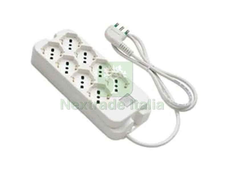 MULTIPRESA 4+4 POSTI BIPASSO + SCHUKO CON INTERR. "LINEA RETAIL" - bianca 47440 — Interruttori e prese — rif. FERX.FER273107