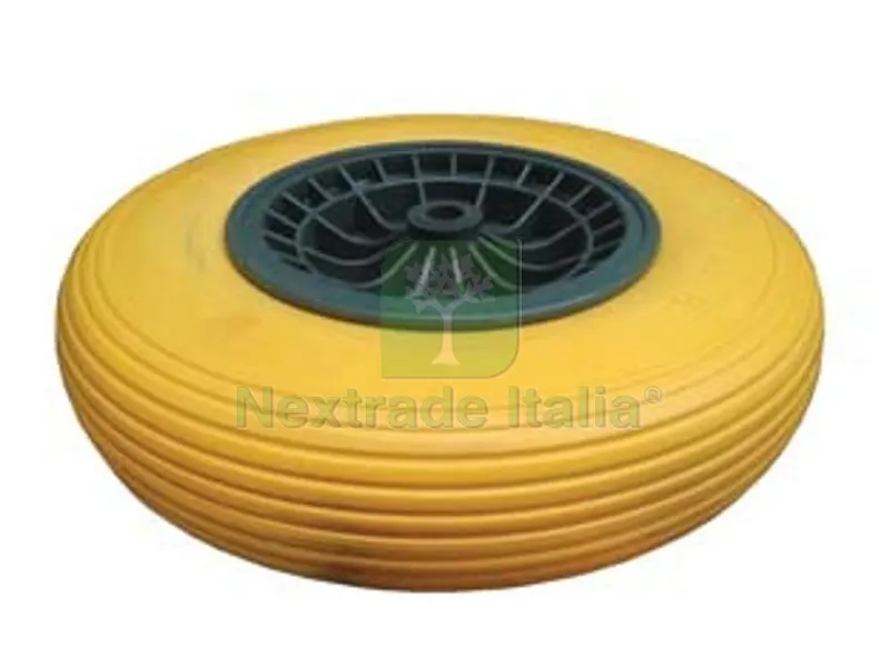 Ruota per Carriola PU Piena con Cuscinetti - perno mm.20x130, interasse mm.80 — Attrezzi da giardino — rif. FERX.FER274104