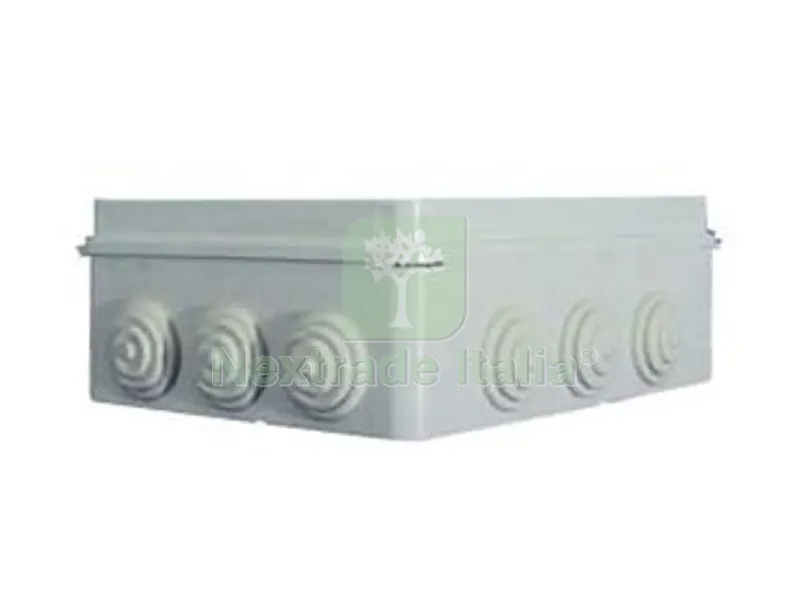 SCATOLA STAGNA RETTANGOLARE CON COPERCHIO E 12 PASSACAVI IP65 - mm.300x220x120h. (012.A) — Minuteria metallica — rif. FERX.FER276658 SCATOLA STAGNA RETTANGOLARE CON COPERCHIO E 12 PASSACAVI IP65 - mm.300x220x120h. (012.A) — Minuteria metallica — rif. FERX.FER276658
