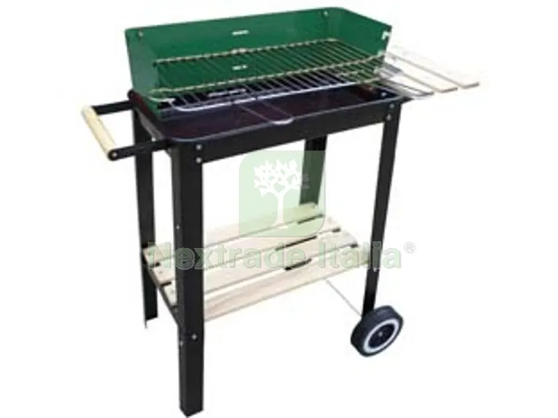 Barbecue Rettangolare con Piani Legno "kansas" - bracere cm.50x26 — Tempo libero outdoor — rif. FERX.FER277181