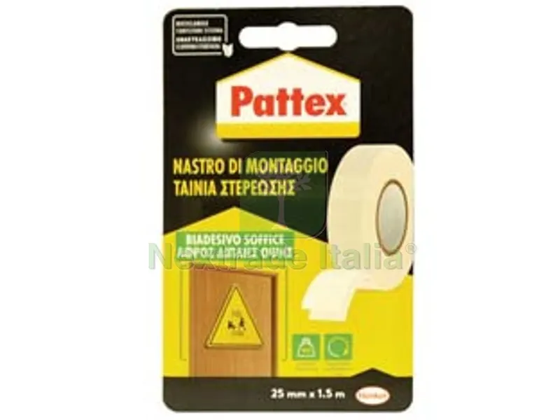 12PZ PATTEX NASTRO BIADESIVO SOFFICE - mm.25h in rotoli da mt.1,5 — Adesivi e sigillanti — rif. FERX.FER279826 12PZ PATTEX NASTRO BIADESIVO SOFFICE - mm.25h in rotoli da mt.1,5 — Adesivi e sigillanti — rif. FERX.FER279826