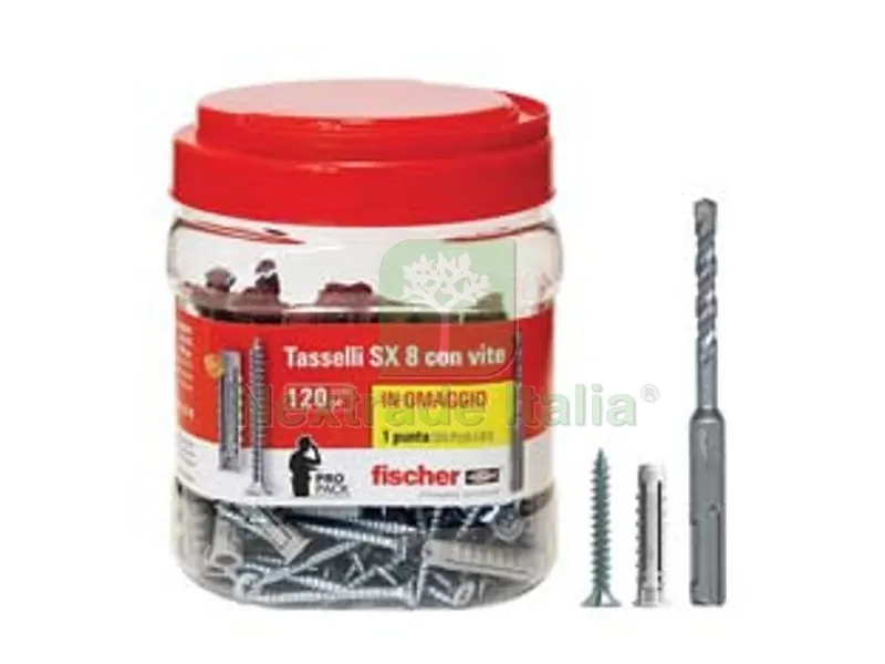 Tassello in Nylon con Vite Promopack "SX 8 S" - ? mm.8x40 vite mm.5x50 conf.pz.90+30 omaggio — Tasselli e ancoraggi — rif. FERX.FER280242
