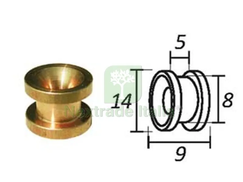 10PZ PASSAFILO IN OTTONE PER TESTINE CON SEDE - ? mm.9, ? esterno mm.14 — Attrezzi da giardino — rif. FERX.FER281690