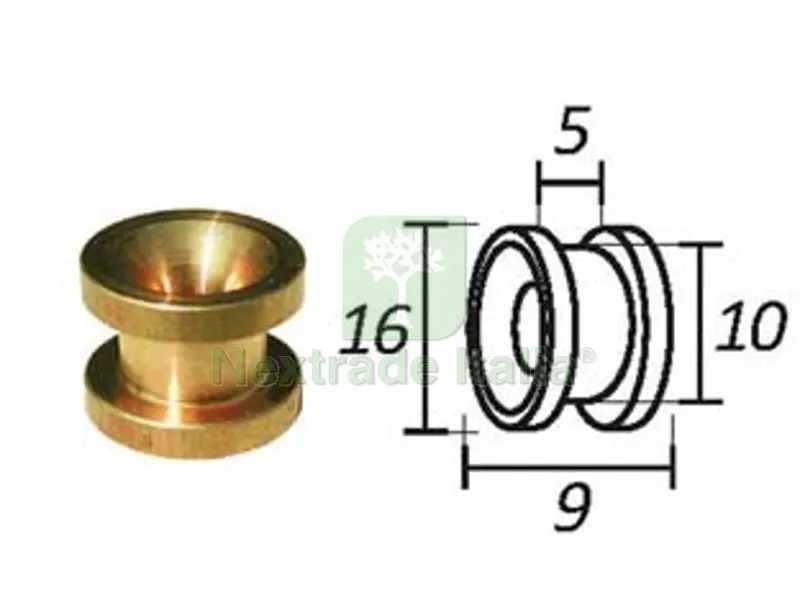 5PZ Passafilo in Ottone per Testine con Sede - ? mm.9, ? esterno mm.16 — Attrezzi da giardino — rif. FERX.FER281720 5PZ Passafilo in Ottone per Testine con Sede - ? mm.9, ? esterno mm.16 — Attrezzi da giardino — rif. FERX.FER281720