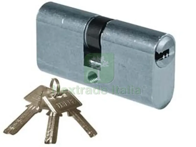 Cilindro Infilare Ovale Ottone Cromo Satinato 2402 mm.54 centrato (27+27) — Serrature e cilindri — rif. FERX.FER284073