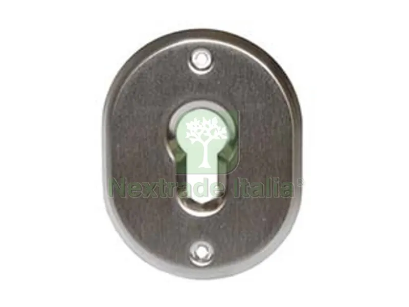 5PZ Bocchette Ovali in Ottone Cromo Satinato per Cilindri Sagomati - mm.70x90h. spessore mm.4 — Serrature e cilindri — rif. FERX.FER286886