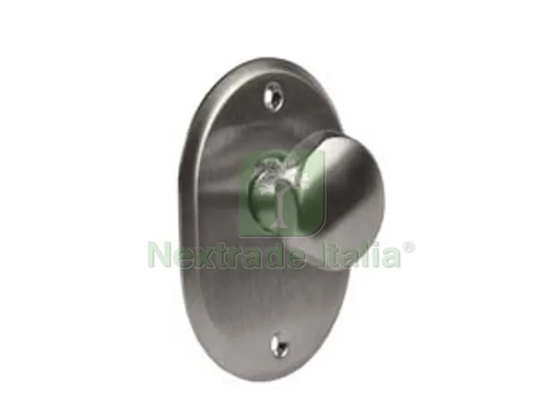 Mostrina Ovale con Pomolo in Ottone Cromo Satinato - mm.70x90h. sp. mm.4 - pomolo mm.35 — Maniglie e pomelli — rif. FERX.FER286893