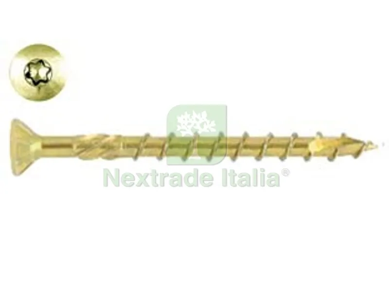 200PZ Viti per Truciolare Testa Svasata Torx Acciaio Zincato Giallo - ? mm.4x80 filetto mm.40 - torx T20 — Pannelli e tavole in legno — rif. FERX.FER406697 200PZ Viti per Truciolare Testa Svasata Torx Acciaio Zincato Giallo - ? mm.4x80 filetto mm.40 - torx T20 — Pannelli e tavole in legno — rif. FERX.FER406697