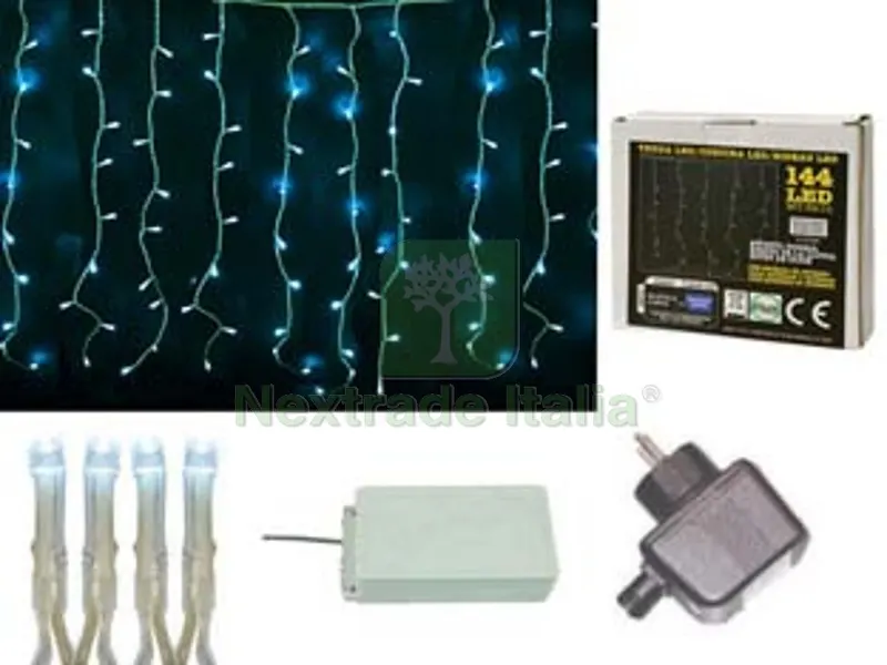 Tenda 144 LED Bianco Freddo per Esterno con Gioco Luci - mt.3 x 1,0 — Illuminazione — rif. FERX.FER288187
