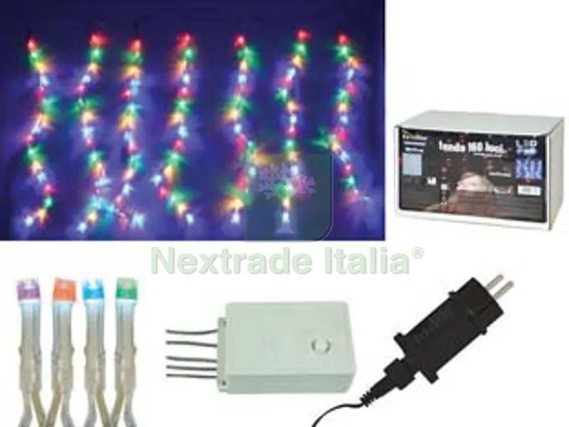Tenda 160 LED Multicolor per Esterno con Gioco Luci - mt.3 + 1,8 x 0,7 - 10 fili — Casalinghi e organizzazione — rif. FERX.FER288194 Tenda 160 LED Multicolor per Esterno con Gioco Luci - mt.3 + 1,8 x 0,7 - 10 fili — Casalinghi e organizzazione — rif. FERX.FER288194