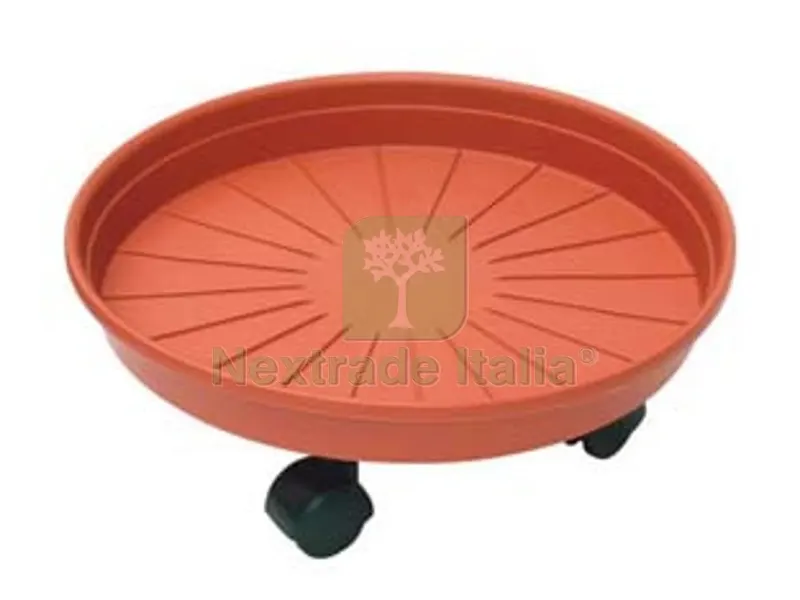 3PZ SOTTOVASO TONDO CON RUOTE MARGHERITA - ? cm.35x6h. — Vasi e fioriere — rif. FERX.FER289481