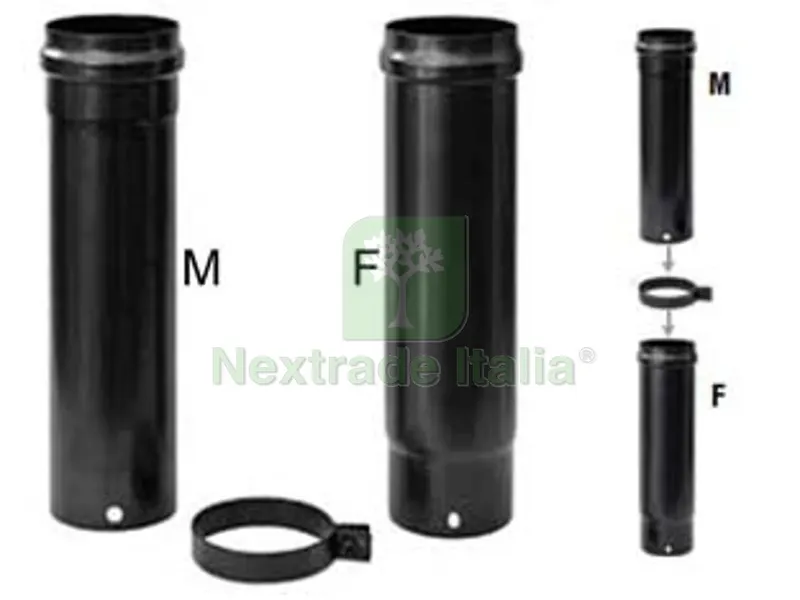 Set Tubi Telescopici Stufe a Pellet Plus Nero Opaco Pesante MM.1,2 - ? cm.8x33-60h. max — Stufe e camini — rif. FERX.FER291538