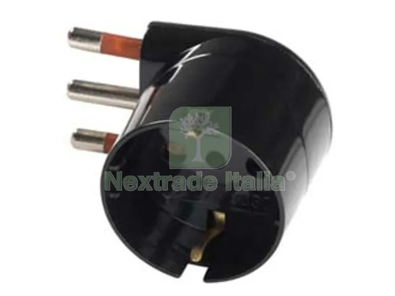 Adattatore Salvaspazio Schuko 90? 2P+T Nero - 10A — Interruttori e prese — rif. FERX.FER293426