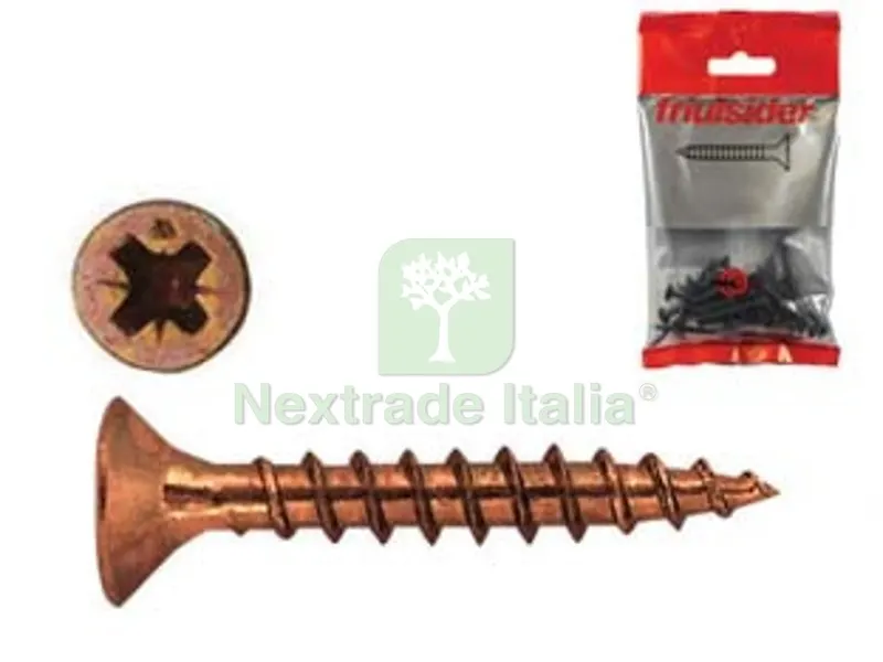 5BLISTER VITI PER TRUCIOLARE TPS POZIDRIVE BRONZATE - ? mm.4,5x40 in blister pz.25 — Pannelli e tavole in legno — rif. FERX.FER299343