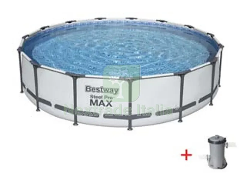 piscina steel pro max tonda con telaio portante cm.427x84h. - kg.33,5 -lt.10.220 -filtro cartuccia (art.56595) — Tempo libero outdoor — rif. FERX.FER300506