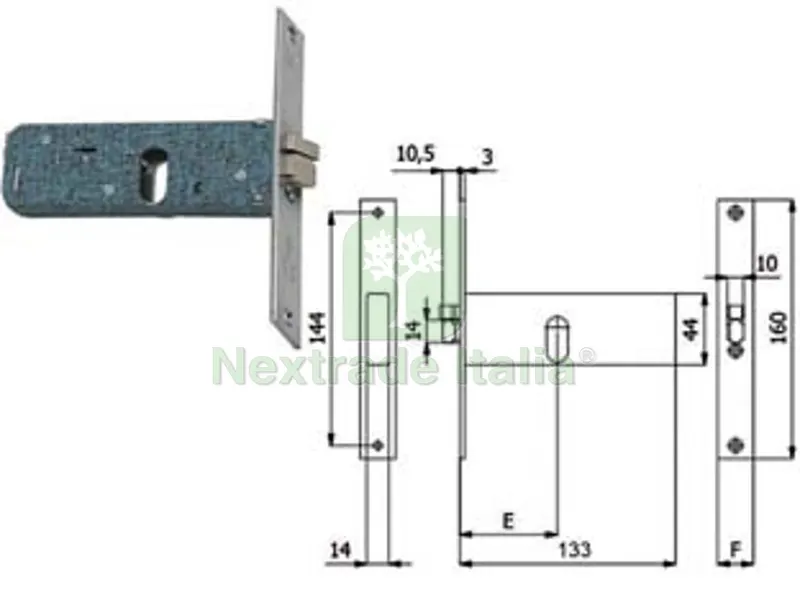 Elettroserratura da Infilare per Fasce MM.44 H 399 - mm.60 SX (399) — Serrature e cilindri — rif. FERX.FER301718 Elettroserratura da Infilare per Fasce MM.44 H 399 - mm.60 SX (399) — Serrature e cilindri — rif. FERX.FER301718