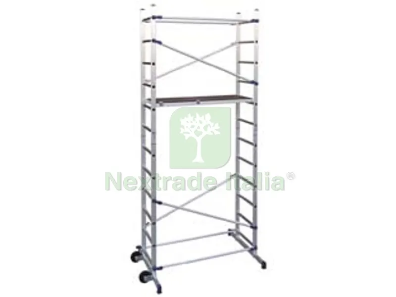 Trabattello in Alluminio "pinna Clic" - cm.114x156x365h., piano lav. cm.236h., Kg.34,4 — Scale e ponteggi — rif. FERX.FER304160 Trabattello in Alluminio "pinna Clic" - cm.114x156x365h., piano lav. cm.236h., Kg.34,4 — Scale e ponteggi — rif. FERX.FER304160