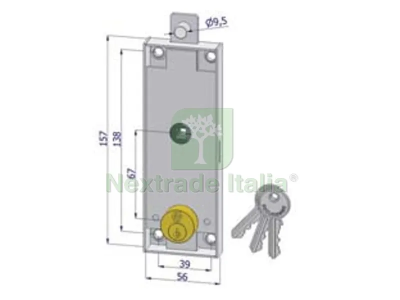 2PZ Serratura per Basculante Cilindro Tondo 2290 - (2290XZB2008XX3) — Serrature e cilindri — rif. FERX.FER304580 2PZ Serratura per Basculante Cilindro Tondo 2290 - (2290XZB2008XX3) — Serrature e cilindri — rif. FERX.FER304580