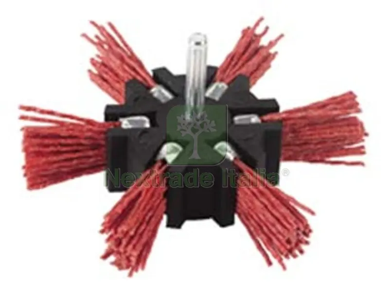 SPAZZOLA A VENTAGLIO IN NYLON ABRASIVO ARANCIO - ? mm.100 codolo mm.6 grana 80 PG 497.55 — Punte, frese e dischi — rif. FERX.FER307307